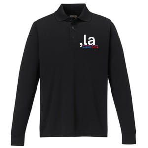  La Cat Ladies For Kamala Funny Cat 2024 President Kamalaharris Performance Long Sleeve Polo