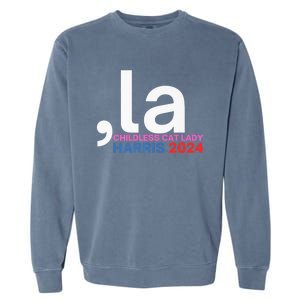  La Cat Ladies For Kamala Funny Cat 2024 President Kamalaharris Garment-Dyed Sweatshirt