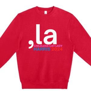  La Cat Ladies For Kamala Funny Cat 2024 President Kamalaharris Premium Crewneck Sweatshirt