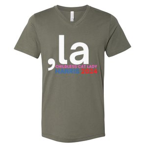  La Cat Ladies For Kamala Funny Cat 2024 President Kamalaharris V-Neck T-Shirt