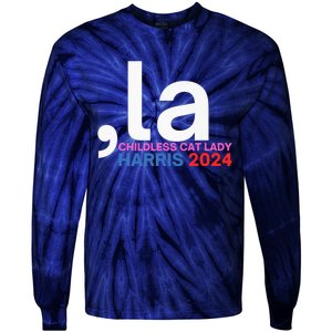  La Cat Ladies For Kamala Funny Cat 2024 President Kamalaharris Tie-Dye Long Sleeve Shirt