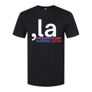  La Cat Ladies For Kamala Funny Cat 2024 President Kamalaharris Softstyle CVC T-Shirt