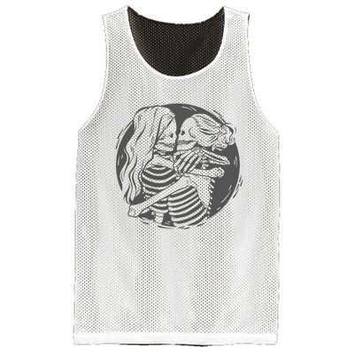 Lesbian Couple LGBTQ Pride Skeletons Kissing Valentines Day Mesh Reversible Basketball Jersey Tank