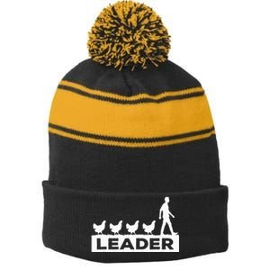 Leader Chicken Leading Chicken Owner Chicken Leadership Stripe Pom Pom Beanie