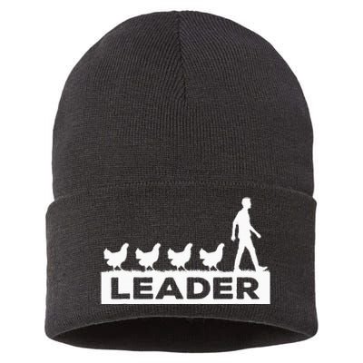 Leader Chicken Leading Chicken Owner Chicken Leadership Sustainable Knit Beanie