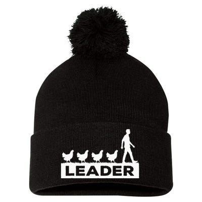 Leader Chicken Leading Chicken Owner Chicken Leadership Pom Pom 12in Knit Beanie