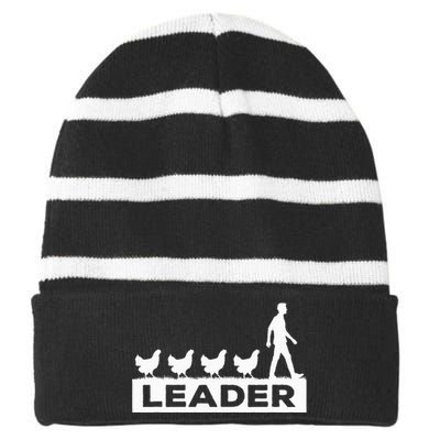 Leader Chicken Leading Chicken Owner Chicken Leadership Striped Beanie with Solid Band