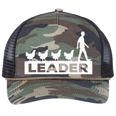 Leader Chicken Leading Chicken Owner Chicken Leadership Retro Rope Trucker Hat Cap