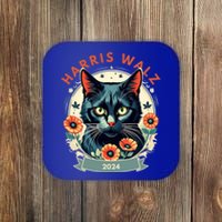 Less Cat Lady Kamala Flower Harris For President 2024 Cute Gift Coaster