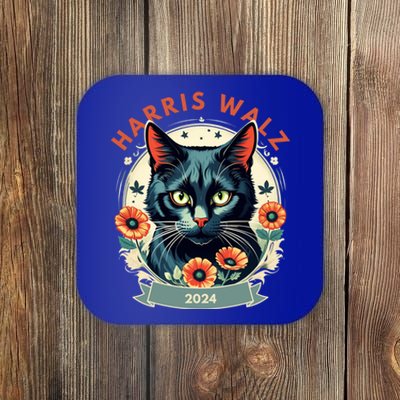 Less Cat Lady Kamala Flower Harris For President 2024 Cute Gift Coaster