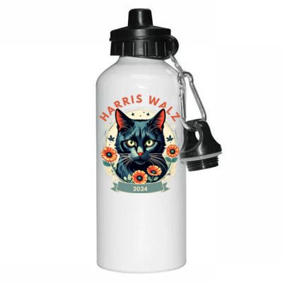 Less Cat Lady Kamala Flower Harris For President 2024 Cute Gift Aluminum Water Bottle 