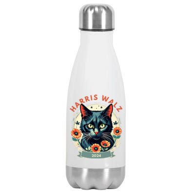 Less Cat Lady Kamala Flower Harris For President 2024 Cute Gift Stainless Steel Insulated Water Bottle