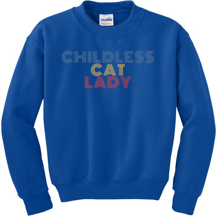 Less Cat Lady Retro Vintage Gift Kids Sweatshirt