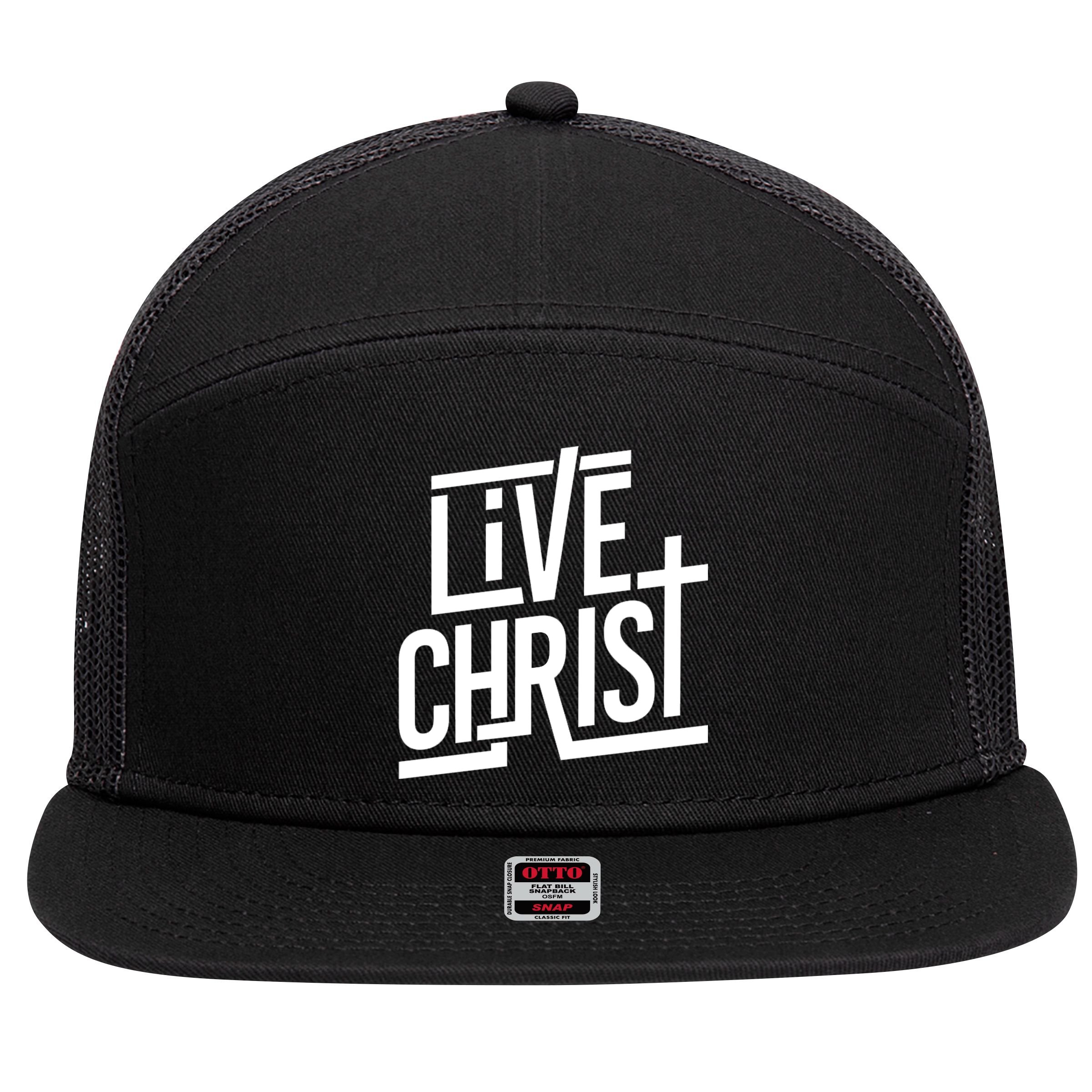 Live Christ 7 Panel Mesh Trucker Snapback Hat