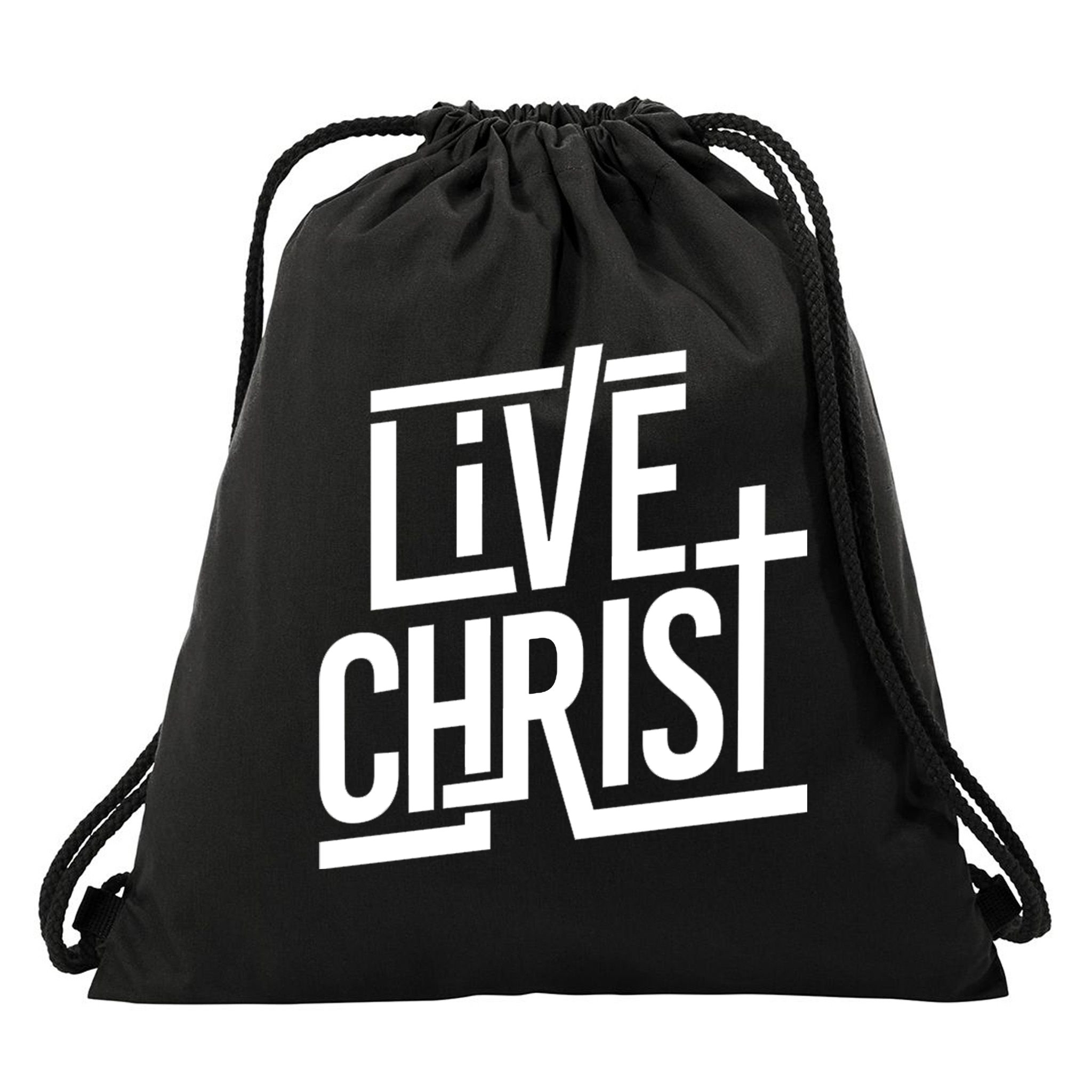 Live Christ Drawstring Bag