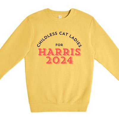 Less Cat Ladies For Kamala Harris 2024 Gift Premium Crewneck Sweatshirt