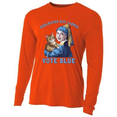 Less Cat Ladies Vote Blue With A Pearl Cute Gift Cooling Performance Long Sleeve Crew