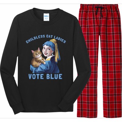 Less Cat Ladies Vote Blue With A Pearl Cute Gift Long Sleeve Pajama Set