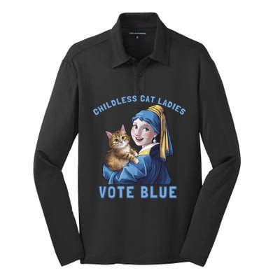 Less Cat Ladies Vote Blue With A Pearl Cute Gift Silk Touch Performance Long Sleeve Polo