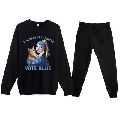 Less Cat Ladies Vote Blue With A Pearl Cute Gift Premium Crewneck Sweatsuit Set