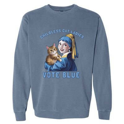 Less Cat Ladies Vote Blue With A Pearl Cute Gift Garment-Dyed Sweatshirt