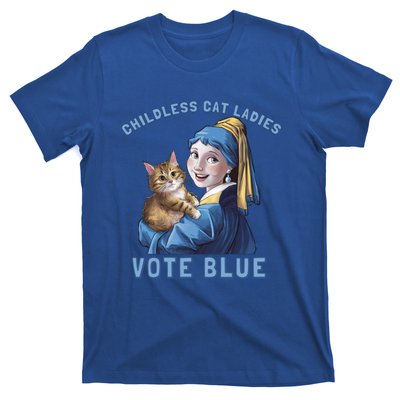 Less Cat Ladies Vote Blue With A Pearl Cute Gift T-Shirt