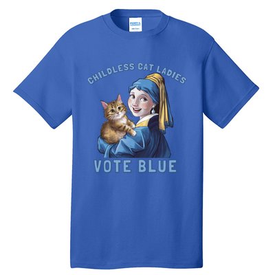 Less Cat Ladies Vote Blue With A Pearl Cute Gift Tall T-Shirt