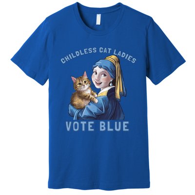 Less Cat Ladies Vote Blue With A Pearl Cute Gift Premium T-Shirt