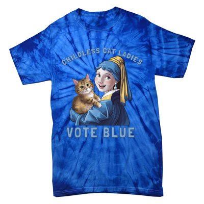 Less Cat Ladies Vote Blue With A Pearl Cute Gift Tie-Dye T-Shirt