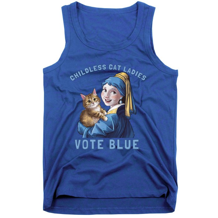 Less Cat Ladies Vote Blue With A Pearl Cute Gift Tank Top