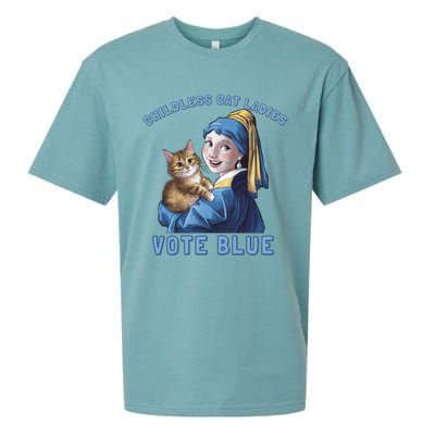 Less Cat Ladies Vote Blue With A Pearl Cute Gift Sueded Cloud Jersey T-Shirt