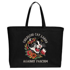 Less Cat Ladies Against Fascism Funny Cat Feminist Gift Cotton Canvas Jumbo Tote