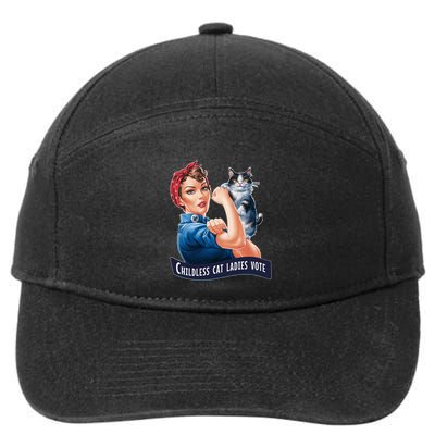 Less Cat Ladies Vote Rosie The Riveter Gift 7-Panel Snapback Hat