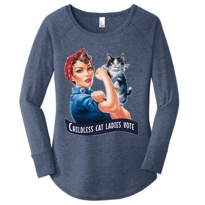 Less Cat Ladies Vote Rosie The Riveter Gift Women's Perfect Tri Tunic Long Sleeve Shirt