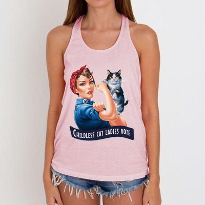 Less Cat Ladies Vote Rosie The Riveter Gift Women's Knotted Racerback Tank