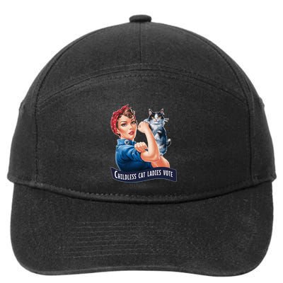 Less Cat Ladies Vote Rosie The Riveter Funny Gift 7-Panel Snapback Hat