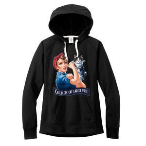 Less Cat Ladies Vote Rosie The Riveter Funny Gift Women's Fleece Hoodie