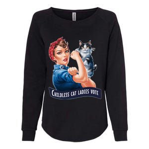 Less Cat Ladies Vote Rosie The Riveter Funny Gift Womens California Wash Sweatshirt