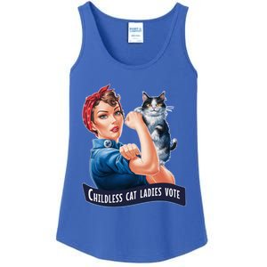 Less Cat Ladies Vote Rosie The Riveter Funny Gift Ladies Essential Tank