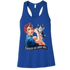 Less Cat Ladies Vote Rosie The Riveter Funny Gift Women's Racerback Tank