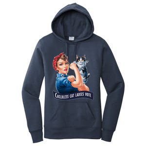 Less Cat Ladies Vote Rosie The Riveter Funny Gift Women's Pullover Hoodie