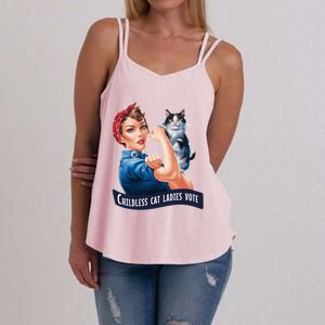 Less Cat Ladies Vote Rosie The Riveter Funny Gift Women's Strappy Tank