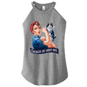 Less Cat Ladies Vote Rosie The Riveter Funny Gift Women's Perfect Tri Rocker Tank