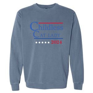 Less Cat Lady 2024 Ladies Is Voting Kamala Gift Garment-Dyed Sweatshirt