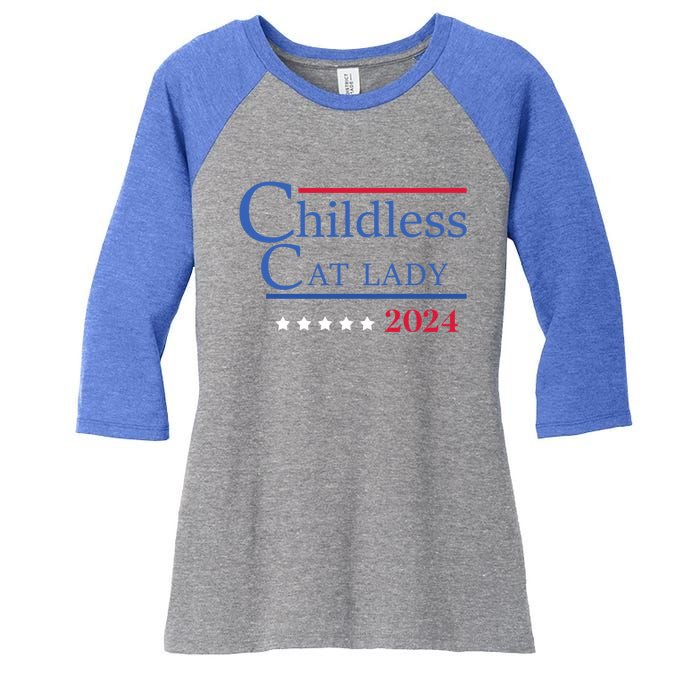 Less Cat Lady 2024 Ladies Is Voting Kamala Gift Women's Tri-Blend 3/4-Sleeve Raglan Shirt