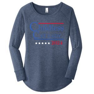 Less Cat Lady 2024 Ladies Is Voting Kamala Gift Women's Perfect Tri Tunic Long Sleeve Shirt