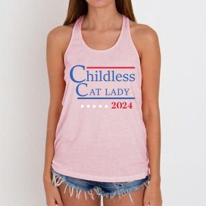 Less Cat Lady 2024 Ladies Is Voting Kamala Gift Women's Knotted Racerback Tank