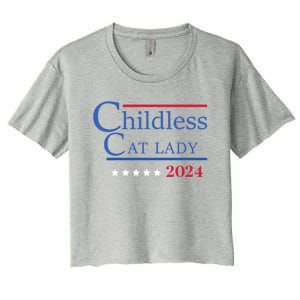 Less Cat Lady 2024 Ladies Is Voting Kamala Gift Women's Crop Top Tee