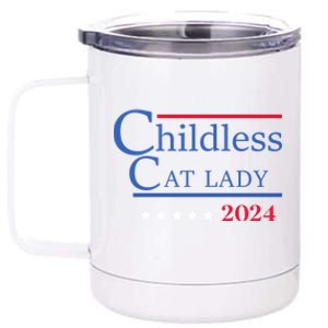 Less Cat Lady 2024 Ladies Is Voting Kamala Gift 12 oz Stainless Steel Tumbler Cup