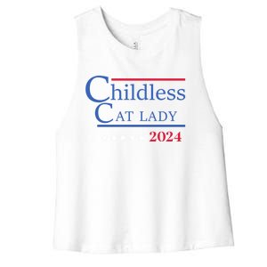 Less Cat Lady 2024 Ladies Is Voting Kamala Gift Women's Racerback Cropped Tank